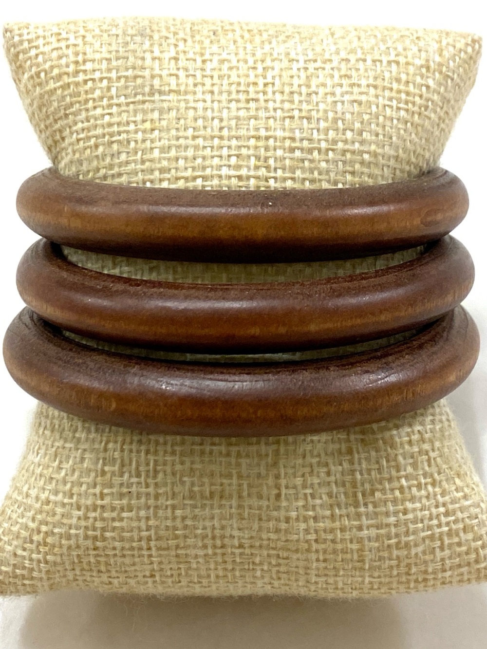 Three Wooden Bangle Bracelets - Warm Brown